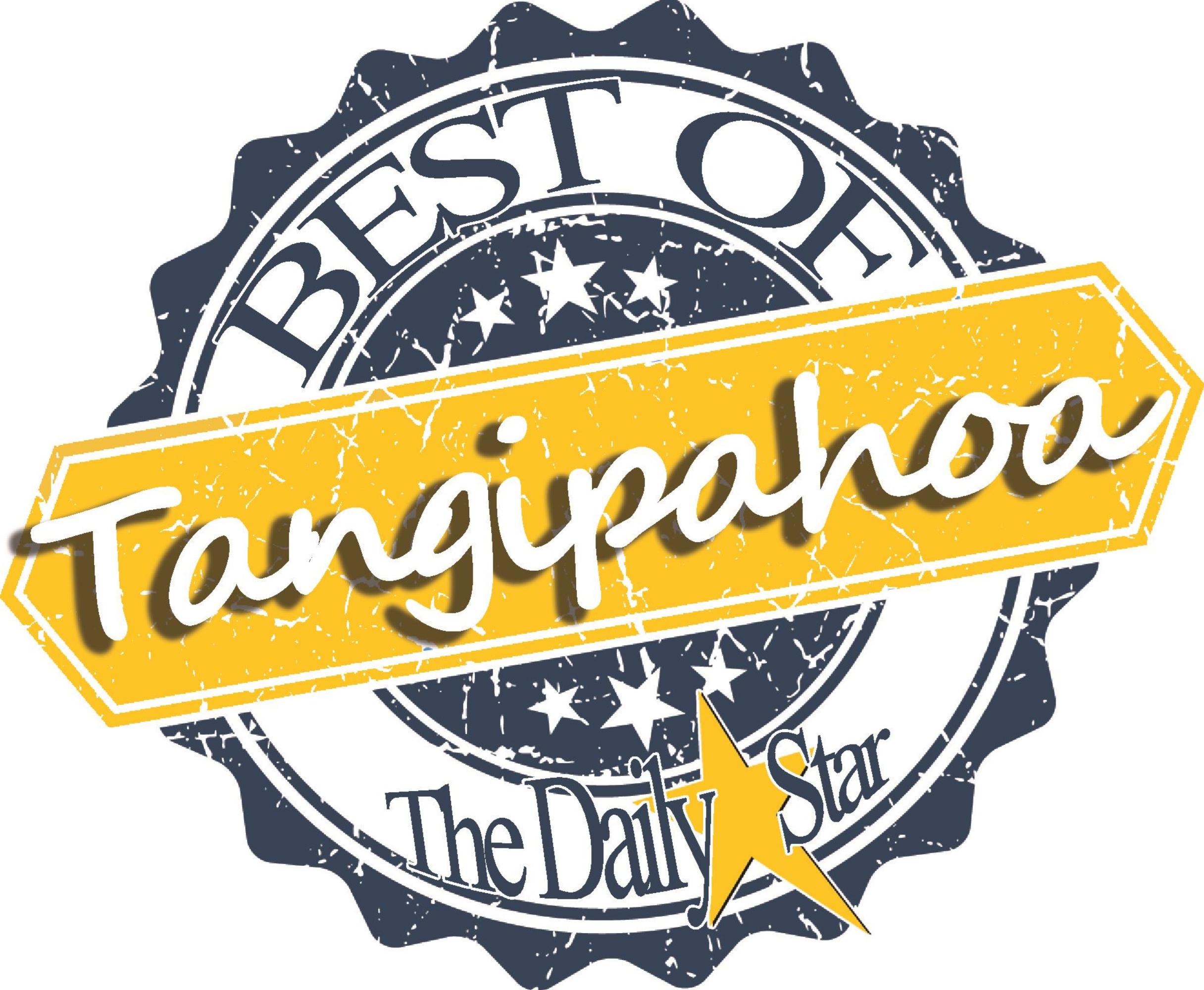 Badge logo for 'BEST OF Tangipahoa' by The Daily Star, featuring a blue circular emblem, yellow banner with 'Tangipahoa,' and a gold star, representing recognition in Tangipahoa Parish.