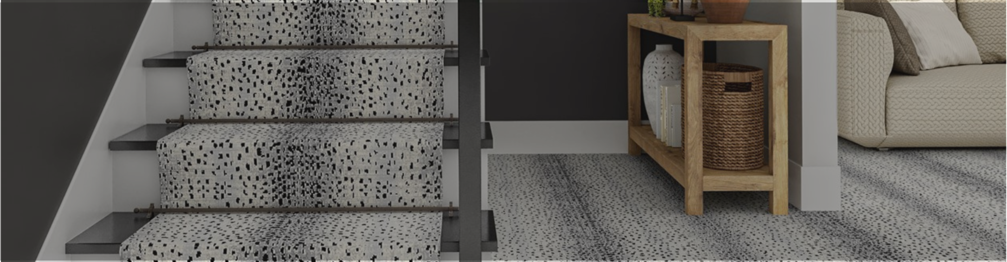 Leopard print stair runner and carpet