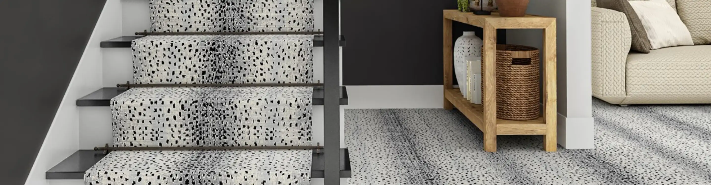 Leopard print stair runner and carpet